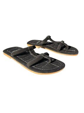 Free People Haddon Black Suede Sandals Size 7.5  Casual Slip-On Comfort Boho
